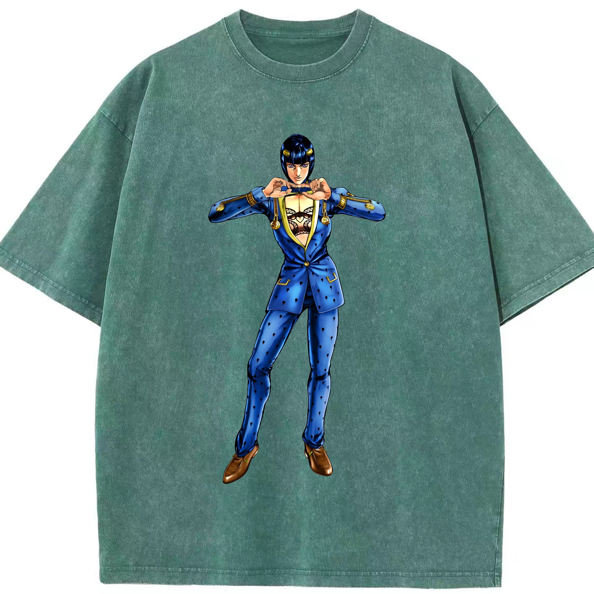 （画像用） ジョジョの奇妙な冒険 ブローノ?ブチャラティ JoJo's Bizarre Adventure Bruno Bucciarati 綿100% ヴィンテージ風 半袖Tシャツ（フロントプリント）